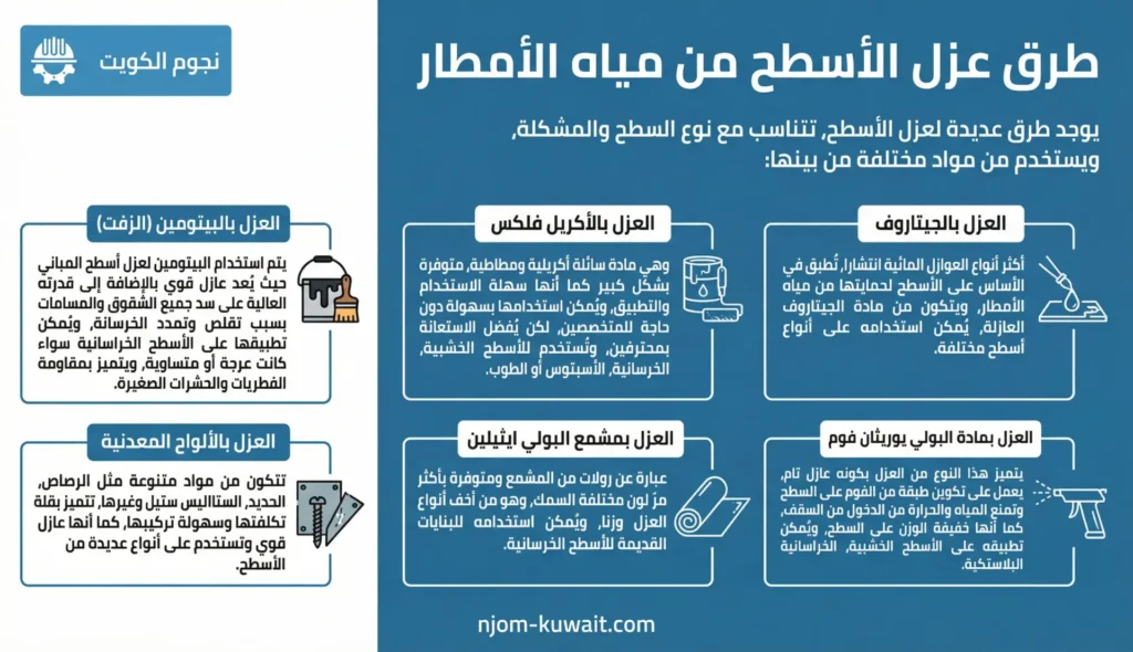 طرق عزل الأسطح من مياه الامطار